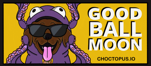a poster that says good ball moon with a cartoon dog