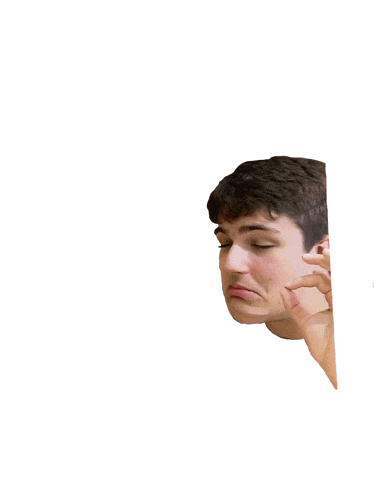 a man 's head is visible behind a white wall with his hand on his face