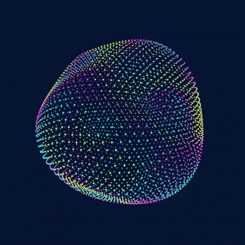 a sphere made of dots on a dark blue background