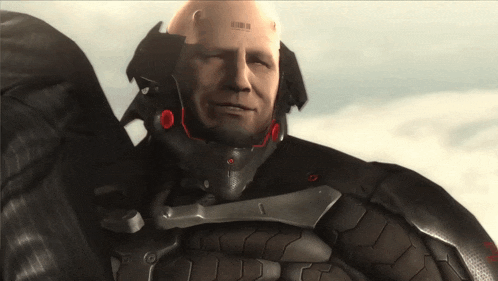 a man with a barcode on his head is wearing a helmet