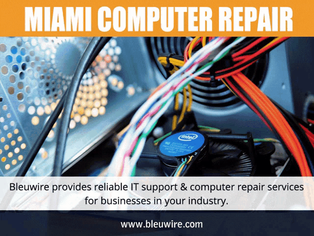 an ad for miami computer repair shows a fan and cables