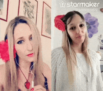 a woman wearing headphones and a flower in her hair has a starmaker id of 62097620572