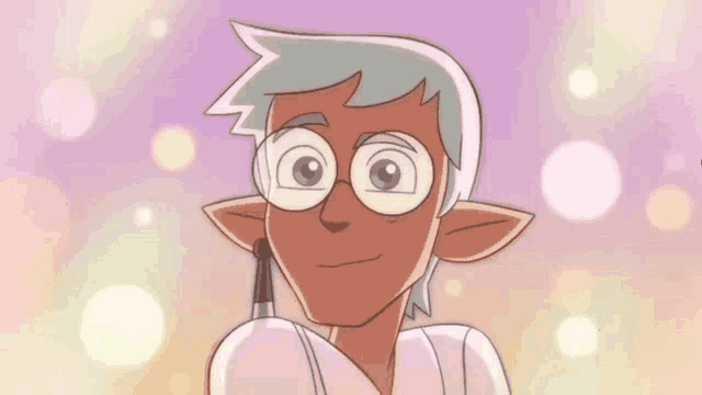 a close up of a cartoon character with glasses on
