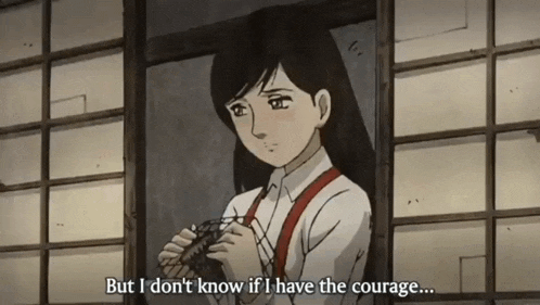 a girl is holding a camera and says but i don 't know if i have the courage
