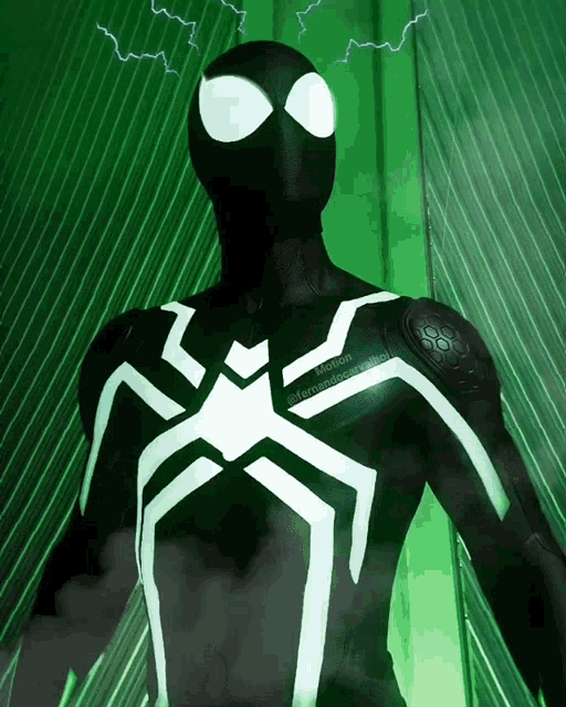 Black Spider Man Green GIF - Black Spider Man Green Glow GIFs