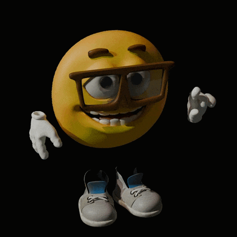 a smiley face wearing glasses and a pair of shoes
