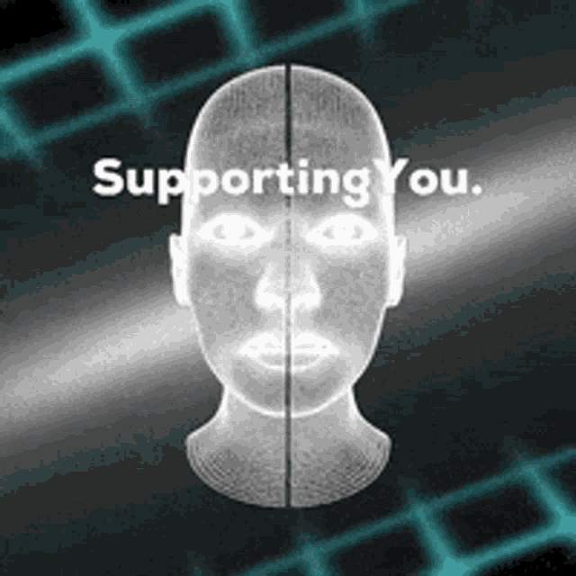 a drawing of a person 's face with the words supporting you above it