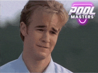 a man with a sad look on his face is in a pool masters ad