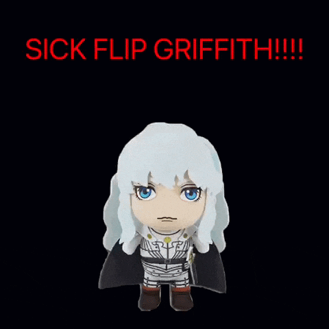 a stuffed griffith doll with the words sick flip griffith in red letters