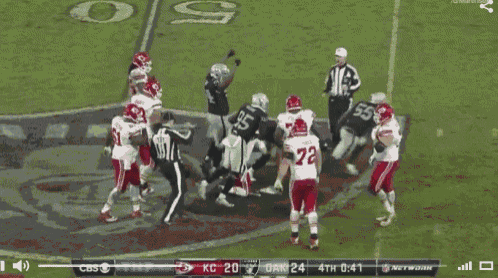 Raiders Celebrating A Sack While Kc Snaps The Next Play GIF - Football American Football Excited GIFs