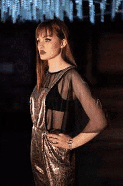 Black Plunging Neck Cocktail Dress GIF