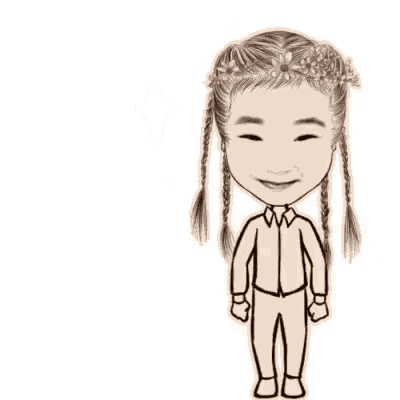 a black and white drawing of a girl giving a thumbs up and saying good morning .