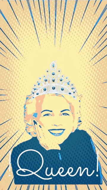an illustration of queen elizabeth ii wearing a crown