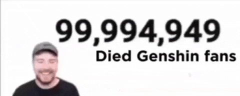a man is standing in front of a sign that says `` died genshin fans ''