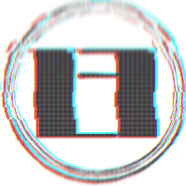 the letter h is in a circle with a blue and red border