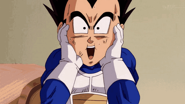 a cartoon character with a surprised look on his face and a foreign language on the bottom