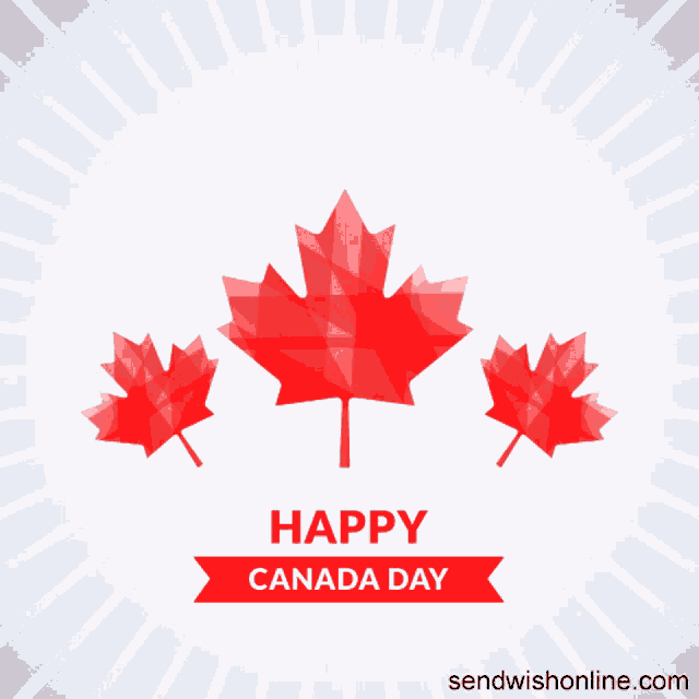 a greeting card for canada day with a maple leaf