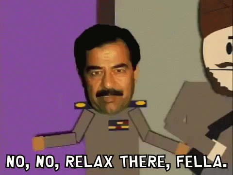 No, No, Relax There, Fella. GIF - Relax Saddam Southpark GIFs
