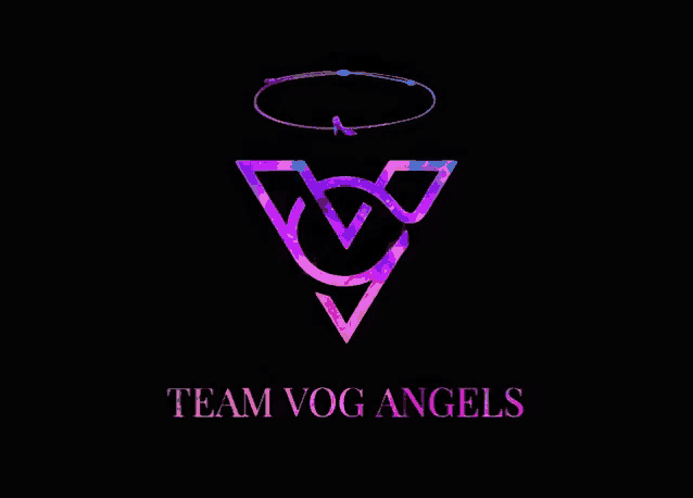 a logo for team vog angels with a triangle and circle