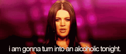 a woman is talking about turning into an alcoholic tonight .