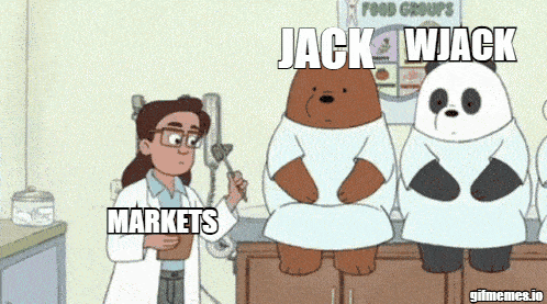 a cartoon of a doctor talking to two bears with the words jack wjack markets written on the bottom