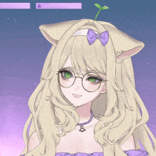 a girl with glasses and a purple bow on her head
