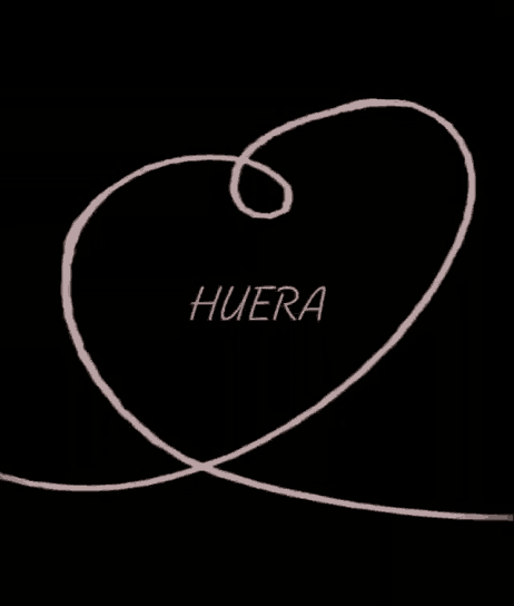 a black background with a pink swirl and the word huera