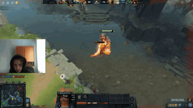 a computer screen shows a game being played with a man playing