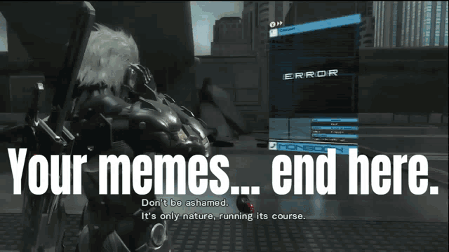 a video game character is standing in front of a screen that says error