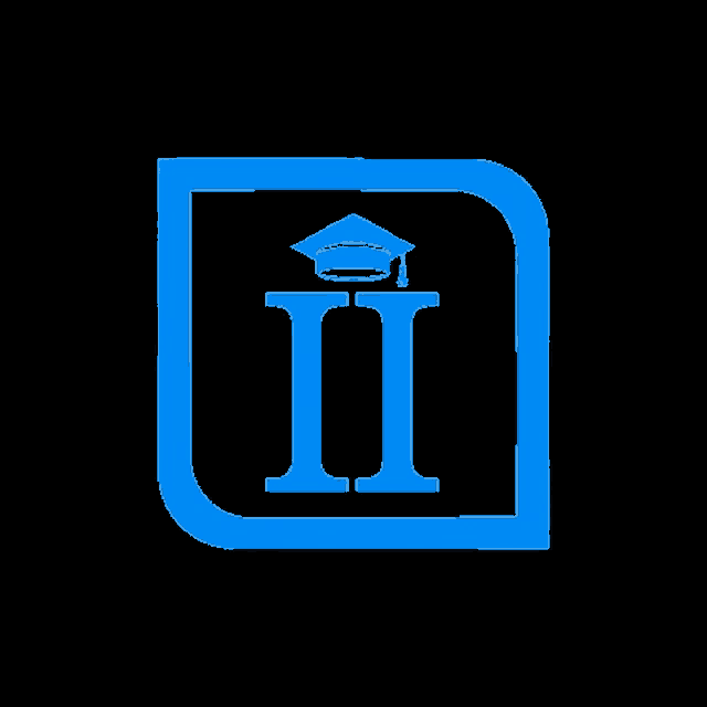 a white logo with a graduation cap on it .