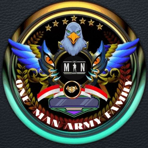 a logo for the man army family with a bald eagle