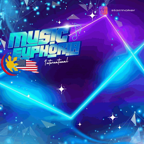 a poster for music euphoria international with a blue and purple background