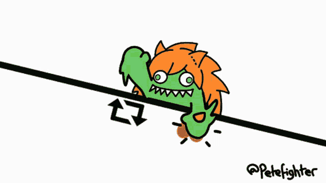 a cartoon drawing of a monster with the name petefighter on the bottom