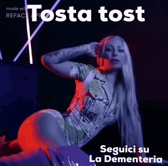 a picture of a woman with the words tosta tost written above her