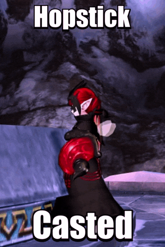 a video game character with the words hopstick casted