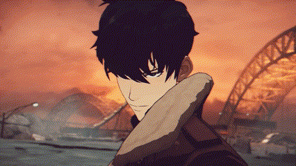 a cartoon character with black hair and a brown jacket