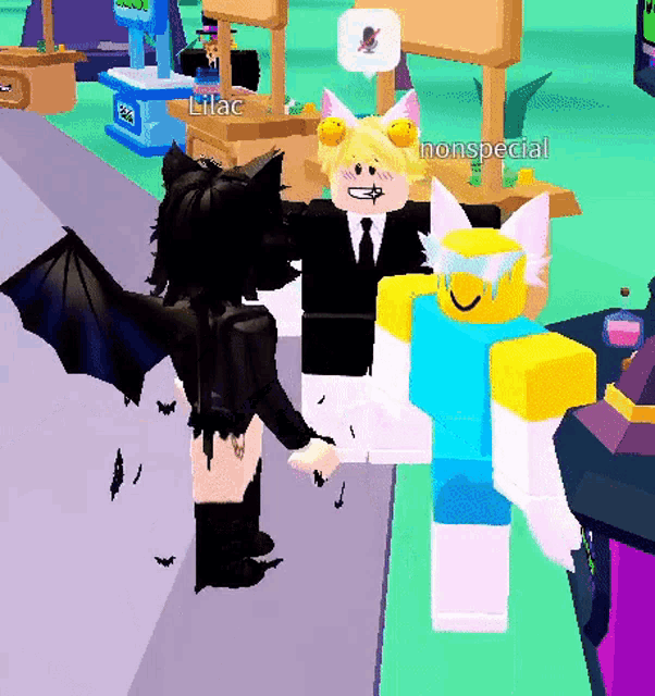 a cartoon character named lilac is standing next to another character named nonspecial