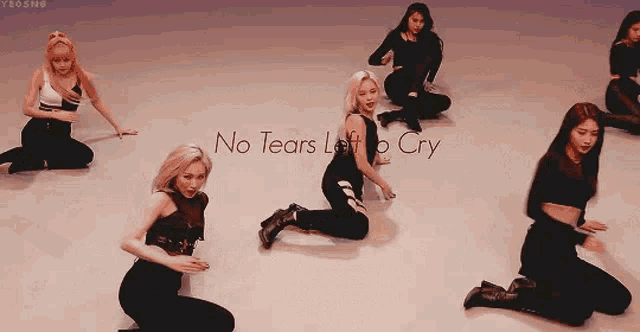 a group of women are kneeling down on the floor and dancing .