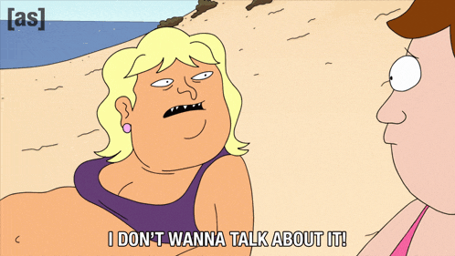 a cartoon of a woman saying i don 't wanna talk about it