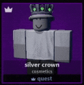 a roblox character is wearing a silver crown and a white shirt .