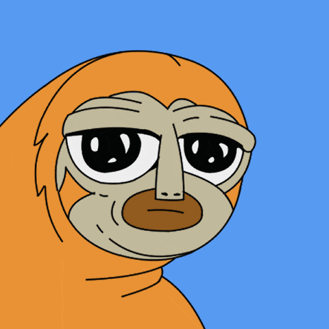 a cartoon sloth giving a peace sign with its middle finger