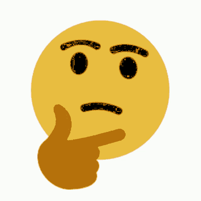 four different colored thinking faces with their fingers on their chins