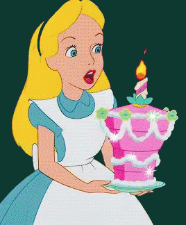 Alice In Wonderland Birthday Cake GIF - Alice In Wonderland Birthday Cake Blowing Out Candles GIFs