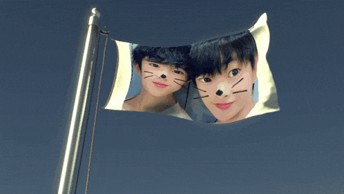 a picture of a boy with a cat face on his face