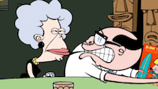 a cartoon shows a woman kissing a man 's cheek