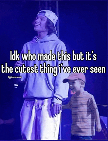 a man standing next to a little boy with a caption that says idk who made this