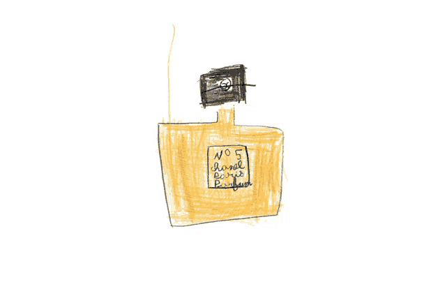 a child 's drawing of a bottle of chanel no 5