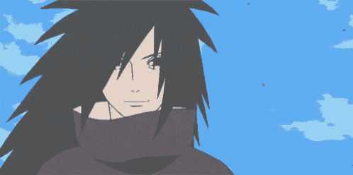 a drawing of a man with long hair and a blue sky behind him