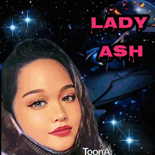 a painting of a woman with lady ash written on the bottom