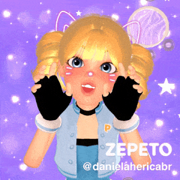 a cartoon girl with the name zepeto on the bottom right